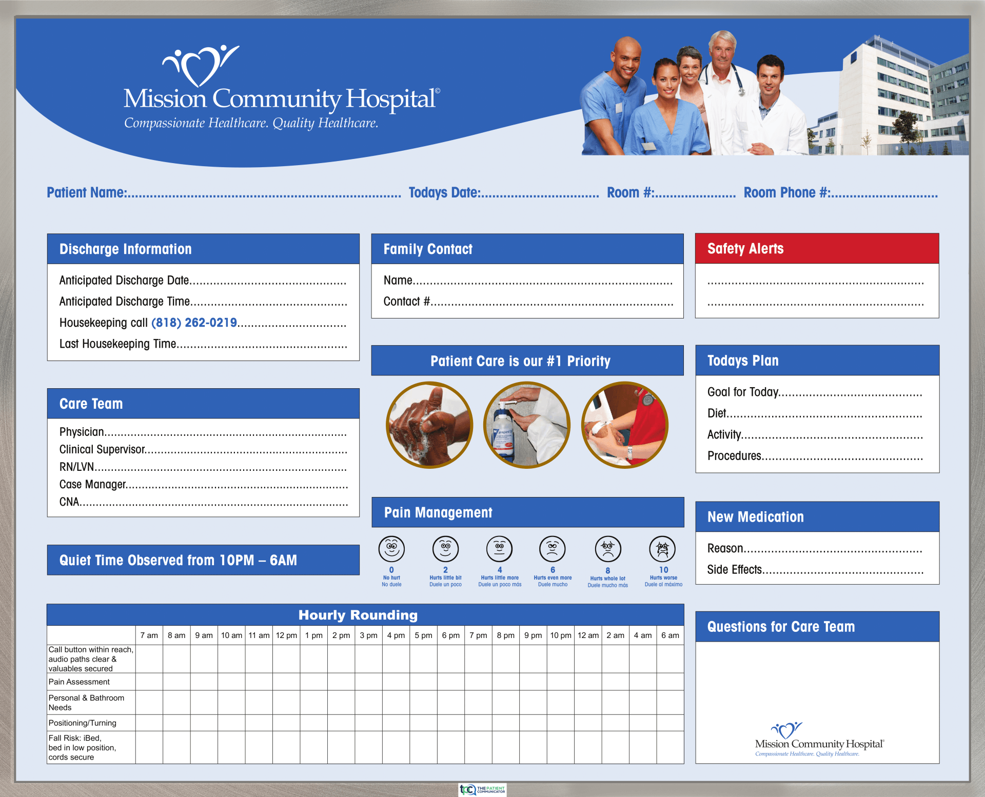 Interchangeable patient room whiteboard